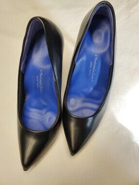 Antonia Saint New York Victoria Black Leather Stiletto Pump Size 5.5 Blue Insole